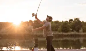 How to Spod - Man Casting Fishing rod