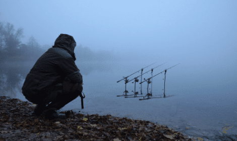 Winter Carp Fishing Tips - Carp fisherman by foggy bank